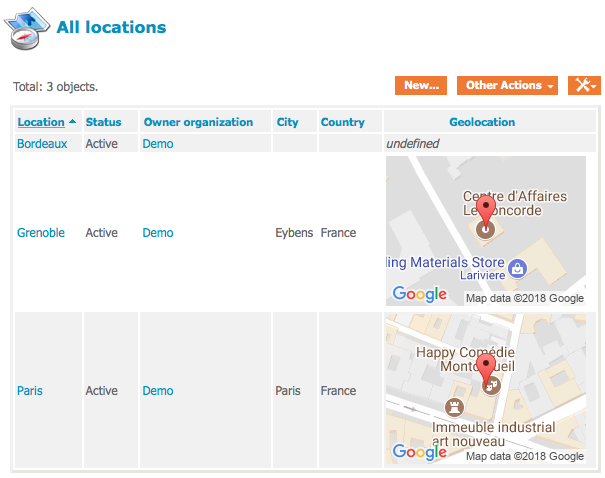 Location list